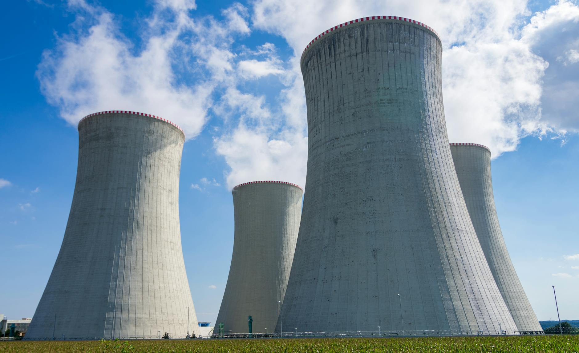 photo of a nuclear fusion power station chimneys
